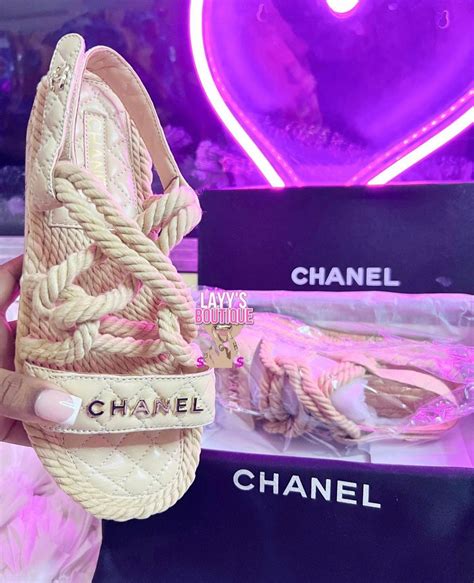 chanel logo shoes rope bottom|Chanel sandals cc logo.